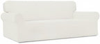 Easy-Going Stretch Sofa Slipcover 1-Piece Sofa Cover Furniture Protector Couch Soft with Elastic Bottom for Kids, Polyester Spandex Jacquard Fabric Small Checks (Sofa, Cream)