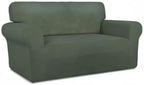 PureFit Super Stretch Sofa Slipcover – Spandex Non Slip Soft Couch Sofa Cover, Washable Furniture Protector with Non Skid Foam and Elastic Bottom for Kids, Pets （Loveseat, Grayish Green）