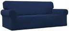 Easy-Going Stretch Oversized Sofa Slipcover 1-Piece Sofa Cover Furniture Protector Couch Soft with Elastic Bottom for Kids, Polyester Spandex Jacquard Fabric Small Checks Navy