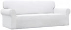 Easy-Going Stretch Sofa Slipcover 1-Piece Sofa Cover Furniture Protector Couch Soft with Elastic Bottom for Kids, Polyester Spandex Jacquard Fabric Small Checks (Sofa, Snow White)