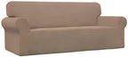 Easy-Going Stretch Oversized Sofa Slipcover 1-Piece Sofa Cover Furniture Protector Couch Soft with Elastic Bottom for Kids, Polyester Spandex Jacquard Fabric Small Checks Camel