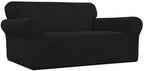 Easy-Going Stretch Loveseat Slipcover 1-Piece Sofa Cover Furniture Protector Couch Soft with Elastic Bottom for Kids Polyester Spandex Jacquard Fabric Small Checks (Loveseat, Black)