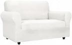 ZNSAYOTX Super Stretch Couch Cover Love Seat Sofa Covers for Living Room Dogs Pet Friendly Furniture Protector Spandex Loveseat Slipcovers with Anti Slip Foam Sticks (White, Loveseat)