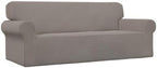 Easy-Going Stretch Sofa Slipcover 1-Piece Sofa Cover Furniture Protector Couch Soft with Elastic Bottom for Kids, Polyester Spandex Jacquard Fabric Small Checks (Sofa, Taupe)
