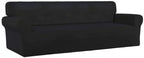 PureFit Super Stretch 4 Seater Sofa Slipcover – Spandex Non Slip Soft Couch Sofa Cover, Washable Furniture Protector with Non Skid Foam and Elastic Bottom for Kids, Pets （XX Large, Black）