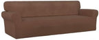 PureFit Super Stretch 4 Seater Sofa Slipcover – Spandex Non Slip Soft Couch Sofa Cover, Washable Furniture Protector with Non Skid Foam and Elastic Bottom for Kids, Pets （XX Large, Brown）