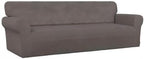PureFit Super Stretch 4 Seater Sofa Slipcover – Spandex Non Slip Soft Couch Sofa Cover, Washable Furniture Protector with Non Skid Foam and Elastic Bottom for Kids, Pets （XX Large, Taupe）