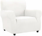 ZNSAYOTX Super Stretch Chair Slipcover Universal Sofa Chair Covers for Living Room Dogs Pet Furniture Protector Spandex Armchair Slipcovers with Anti Slip Foam Sticks (White, Chair)