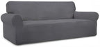 Easy-Going Stretch Oversized Sofa Slipcover 1-Piece Sofa Cover Furniture Protector Couch Soft with Elastic Bottom for Kids, Polyester Spandex Jacquard Fabric Small Checks Gray