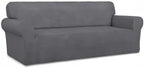 PureFit Super Stretch Sofa Slipcover – Spandex Non Slip Soft Couch Sofa Cover, Washable Furniture Protector with Non Skid Foam and Elastic Bottom for Kids, Pets （Sofa, Gray ）