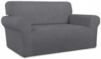 PureFit Super Stretch Sofa Slipcover – Spandex Non Slip Soft Couch Sofa Cover, Washable Furniture Protector with Non Skid Foam and Elastic Bottom for Kids, Pets （Loveseat, Gray ）