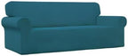 Easy-Going Stretch Oversized Sofa Slipcover 1-Piece Sofa Cover Furniture Protector Couch Soft with Elastic Bottom for Kids, Polyester Spandex Jacquard Fabric Small Checks Peacock Blue