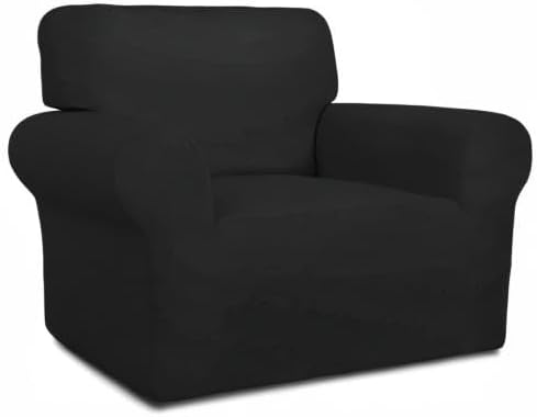 PureFit Super Stretch Chair Covers Fleece Couch Covers for Sofa Black