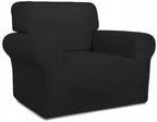 PureFit Super Stretch Chair Covers Fleece Couch Covers for Sofa Black