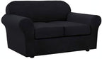 H.VERSAILTEX 3 Piece Stretch Sofa Covers for 2 Cushion Loveseat Couch Covers for Living Room Furniture Cover (Base Cover Plus 2 Seat Cushion Covers) Thicker Jacquard Fabric(Medium Sofa, Black)