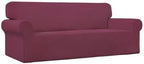 Easy-Going Stretch Sofa Slipcover 1-Piece Sofa Cover Furniture Protector Couch Soft with Elastic Bottom for Kids, Polyester Spandex Jacquard Fabric Small Checks (Sofa, ASH Rose)