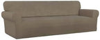 PureFit Super Stretch 4 Seater Sofa Slipcover – Spandex Non Slip Soft Couch Sofa Cover, Washable Furniture Protector with Non Skid Foam and Elastic Bottom for Kids, Pets （XX Large, Natural）