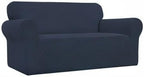 Easy-Going Stretch Loveseat Slipcover 1-Piece Sofa Cover Furniture Protector Couch Soft with Elastic Bottom for Kids Polyester Spandex Jacquard Fabric Small Checks (Loveseat, Dark Blue)