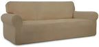 Easy-Going Stretch Oversized Sofa Slipcover 1-Piece Sofa Cover Furniture Protector Couch Soft with Elastic Bottom for Kids, Polyester Spandex Jacquard Fabric Small Checks Tan