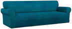 PureFit Super Stretch 4 Seater Sofa Slipcover – Spandex Non Slip Soft Couch Sofa Cover, Washable Furniture Protector with Non Skid Foam and Elastic Bottom for Kids, Pets （XX Large, Peacock Blue）
