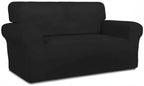 PureFit Super Stretch Sofa Slipcover – Spandex Non Slip Soft Couch Sofa Cover, Washable Furniture Protector with Non Skid Foam and Elastic Bottom for Kids, Pets （Loveseat, Black）
