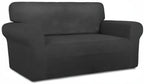 PureFit Super Stretch Sofa Slipcover – Spandex Non Slip Soft Couch Sofa Cover, Washable Furniture Protector with Non Skid Foam and Elastic Bottom for Kids, Pets （Loveseat, Dark Gray）