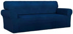 PureFit Stretch Oversized Couch Covers Fleece Sofa Slipcovers Navy