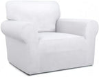 PureFit Super Stretch Chair Sofa Slipcover – Spandex Non Slip Soft Couch Sofa Cover, Washable Furniture Protector with Non Skid Foam and Elastic Bottom for Kids, Pets （Chair, White