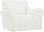 Easy-Going Stretch Chair Sofa Slipcover 1-Piece Couch Sofa Cover Furniture Protector Soft with Elastic Bottom for Kids, Pet. Spandex Jacquard Fabric Small Checks (Chair, Cream)