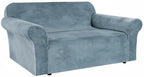 H.VERSAILTEX Stretch Velvet Loveseat Covers for 2 Cushion Couch Covers for Living Room Sofa Covers Slipcovers with Non Slip Straps Bottom, Ultra Thick Comfy Velour (Width 58"-72", Stone Blue)
