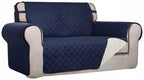 PureFit Reversible Quilted Sofa Cover, Water Resistant Medium Slipcover Furniture Protector, Washable Couch Cover with Non Slip Foam and Elastic Straps for Kids, Dogs, Pets (Loveseat, Navy/Ivory)