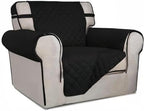 PureFit Reversible Quilted Sofa Cover, Water Resistant Slipcover Furniture Protector, Washable Couch Cover with Non Slip and Elastic Straps for Kids, Pets (Chair, Black/Black)