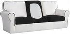 Easy-Going Stretch Individual Chair Couch Cushion Cover Sofa Cushion Furniture Protector Sofa slipcover Soft Flexibility with Elastic Bottom (3-Piece Sofa Cushion Cover, Black)