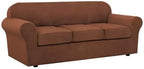 H.VERSAILTEX 4 Piece Stretch Sofa Covers for 3 Cushion Couch Covers for Living Room Furniture Slipcovers (Base Cover Plus 3 Seat Cushion Covers) Upgraded Thicker Jacquard Fabric (Sofa, Caramel)