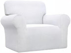 Easy-Going Stretch Chair Sofa Slipcover 1-Piece Couch Sofa Cover Furniture Protector Soft with Elastic Bottom for Kids, Pet. Spandex Jacquard Fabric Small Checks (Chair, Snow White)