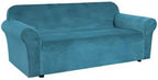 H.VERSAILTEX Stretch Velvet Sofa Covers for 3 Cushion Couch Covers Sofa Slipcovers Furniture Protector Soft with Non Slip Elastic Bottom, Crafted from Comfy Rich Velour (Sofa 72'-90', Peacock Blue)
