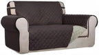 PureFit Reversible Quilted Sofa Cover, Water Resistant Medium Slipcover Furniture Protector, Washable Couch Cover with Non Slip Foam and Elastic Straps for Kids, Dogs, Pets (Loveseat, Chocolate/Beige)