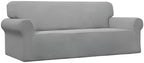 Easy-Going Stretch Sofa Slipcover 1-Piece Sofa Cover Furniture Protector Couch Soft with Elastic Bottom for Kids, Polyester Spandex Jacquard Fabric Small Checks (Sofa, Light Gray)