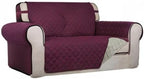 PureFit Reversible Quilted Sofa Cover, Water Resistant Medium Slipcover Furniture Protector, Washable Couch Cover with Non Slip Foam and Elastic Straps for Kids, Dogs, Pets (Loveseat, Wine/Beige)