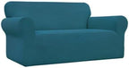 Easy-Going Stretch Oversized Loveseat Slipcover 1-Piece Sofa Cover Furniture Protector Couch Soft with Elastic Bottom for Kids Polyester Spandex Jacquard Fabric Small Checks Peacock Blue
