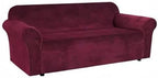 H.VERSAILTEX Stretch Velvet Sofa Covers for 3 Cushion Couch Covers Sofa Slipcovers Furniture Protector Soft with Non Slip Elastic Bottom, Crafted from Thick Comfy Rich Velour (Sofa 72"-90", Burgundy)