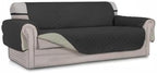 Easy-Going 4 Seater Sofa Slipcover Reversible Sofa Cover Water Resistant Couch Cover with Foam Sticks Elastic Straps Furniture Protector for Pets Children Dog Cat (XX-Large, Darkgray/Beige)