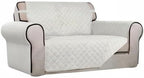 PureFit Reversible Quilted Sofa Cover, Water Resistant Slipcover Furniture Protector, Washable Couch Cover with Non Slip and Elastic Straps for Kids, Dogs, Pets (Loveseat, Ivory/Ivory)