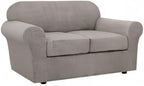 H.VERSAILTEX 3 Piece Stretch Sofa Covers for 2 Cushion Loveseat Couch - Thicker Jacquard Fabric (Medium Sofa, Taupe)