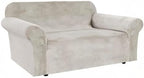 H.VERSAILTEX Stretch Velvet Loveseat Covers for 2 Cushion Couch Covers for Living Room Sofa Covers Slipcovers with Non Slip Straps Bottom, Ultra Thick Comfy Velour (Width 58"-72", Oatmeal)