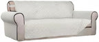 PureFit Reversible Quilted Sofa Cover, Water Resistant Slipcover Furniture Protector, Washable Couch Cover with Non Slip and Elastic Straps for Kids, Dogs, Pets (Sofa, Ivory/Ivory)
