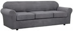 H.VERSAILTEX 4 Piece Stretch Sofa Covers for 3 Cushion Couch Covers for Living Room Furniture Slipcovers (Base Cover Plus 3 Seat Cushion Covers) Upgraded Thicker Jacquard Fabric (XL Sofa, Grey)