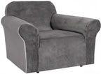 H.VERSAILTEX Stretch Velvet Armchair Cover Couch Covers 1 Cushion Chair Slipcover for Living Room Furniture Cover Crafted from Thick Comfy Rich Velour (Chair 31"-49", Gray)