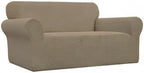 Easy-Going Stretch Loveseat Slipcover 1-Piece Sofa Cover Furniture Protector Couch Soft with Elastic Bottom for Kids Polyester Spandex Jacquard Fabric Small Checks (Loveseat, Tan)