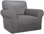 PureFit Super Stretch Chair Sofa Slipcover – Spandex Non Slip Soft Couch Sofa Cover, Washable Furniture Protector with Non Skid Foam and Elastic Bottom for Kids, Pets （Chair, Light Gray）
